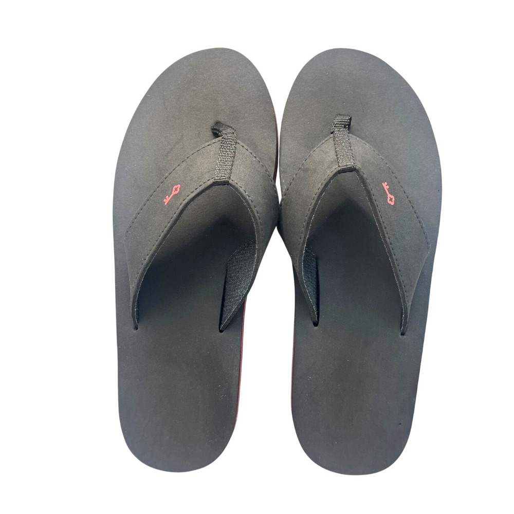 KeyBank Logo Flip Flops Women ML 6-9 Black Red Corporate Promo Sandals 8